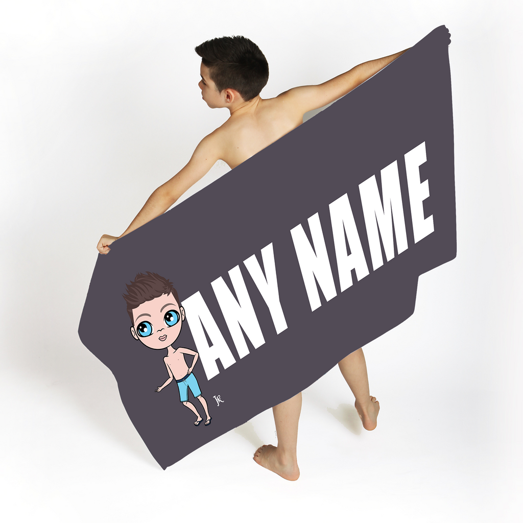 Jnr Boys Grey Bold Name Beach Towel - Image 4