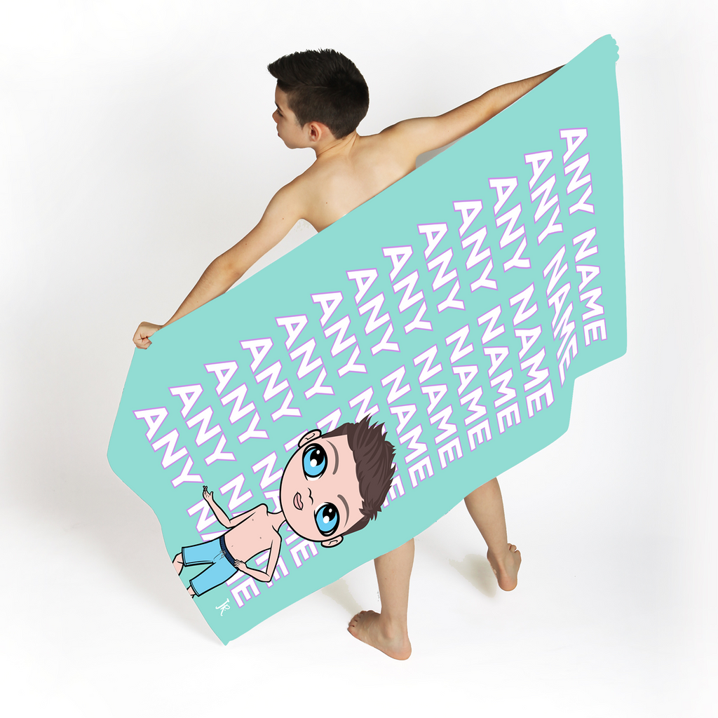 Jnr Boys Turquoise Multiple Name Beach Towel - Image 4