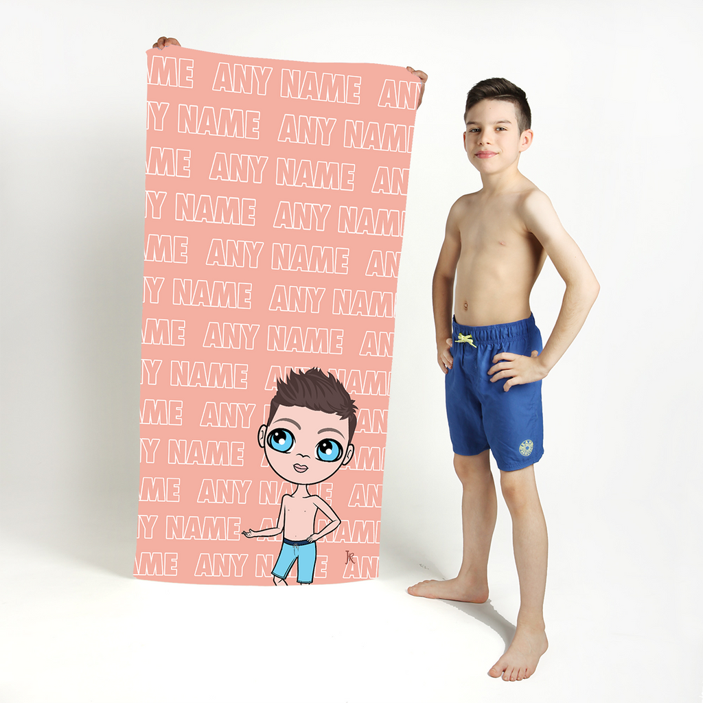 Jnr Boys Repeat Name Beach Towel - Image 1