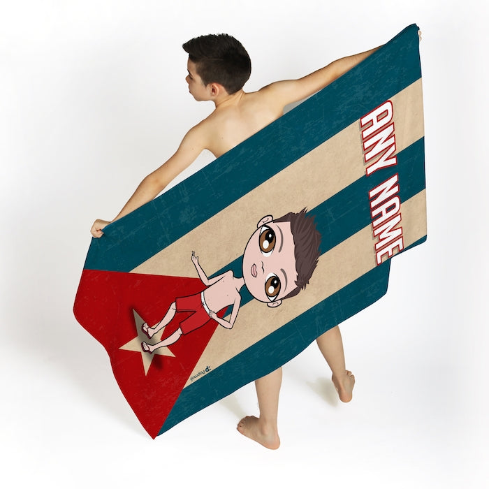 Jnr Boys Love Cuba Flag Beach Towel - Image 2