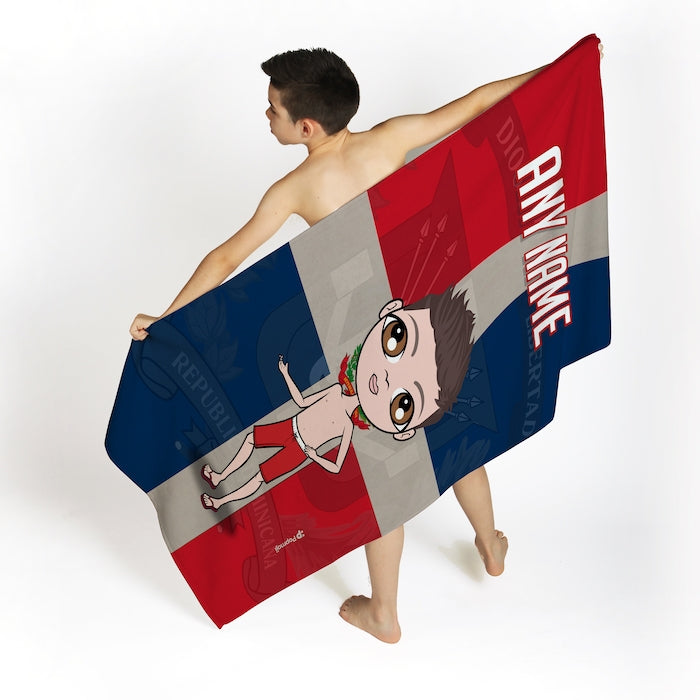 Jnr Boys Love Dominican Republic Flag Beach Towel - Image 2
