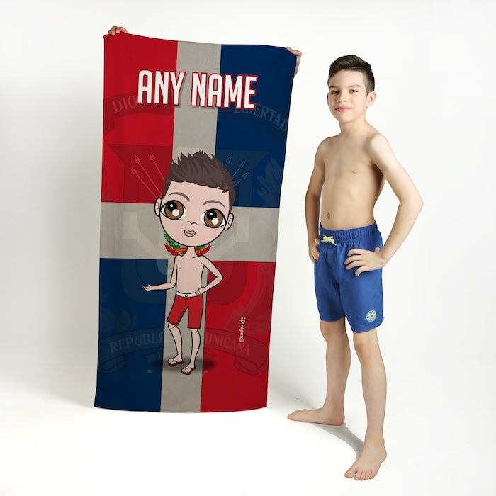 Jnr Boys Love Dominican Republic Flag Beach Towel - Image 1