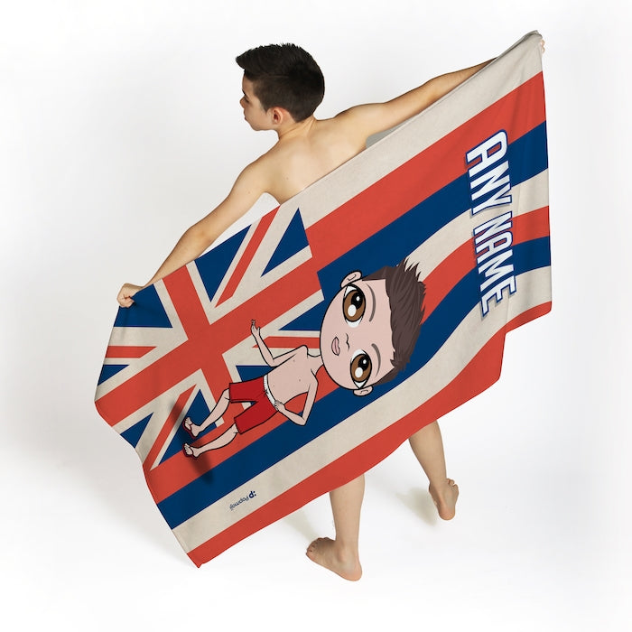 Jnr Boys Love Hawaii Flag Beach Towel - Image 1