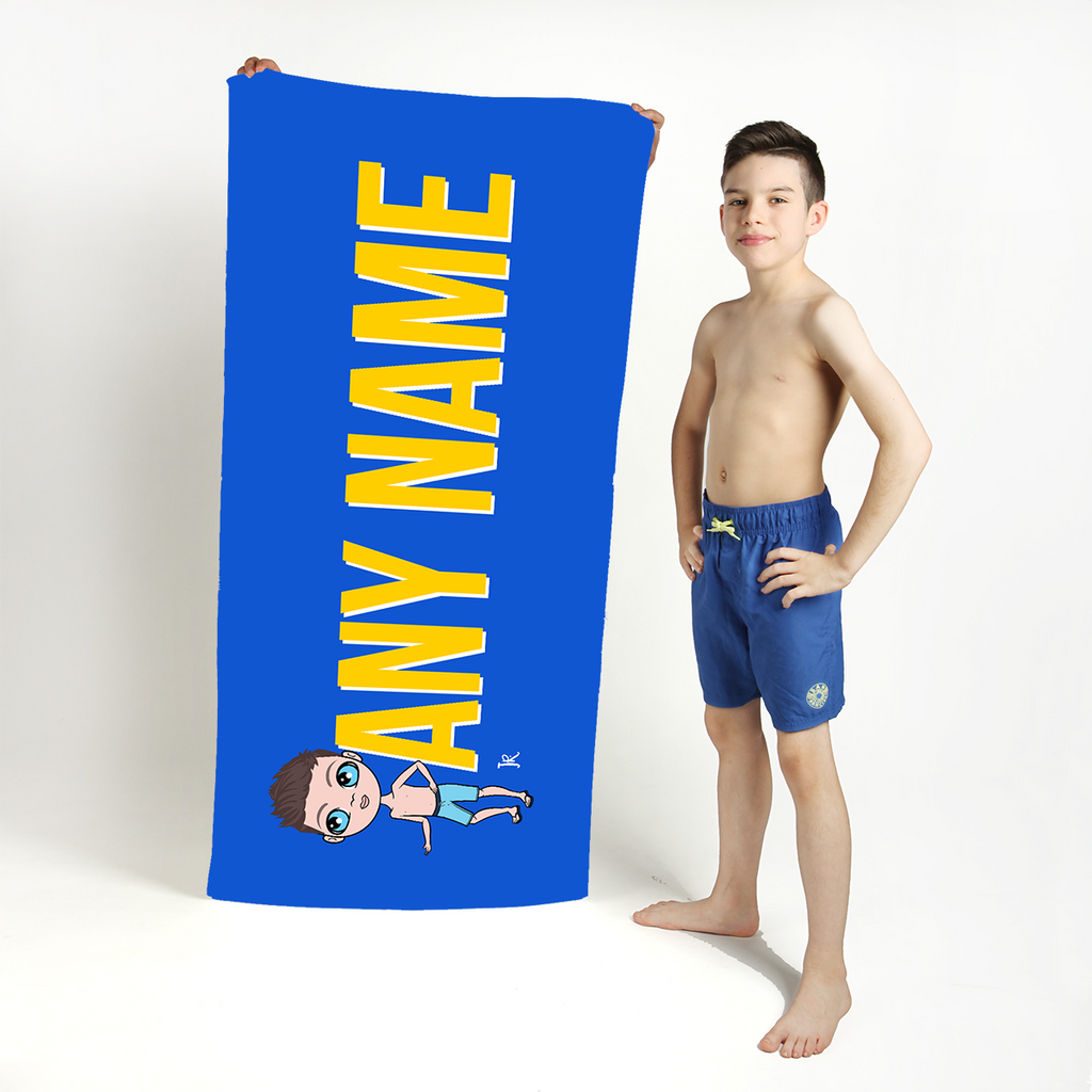 Jnr Boys Yellow Bold Name Beach Towel - Image 2
