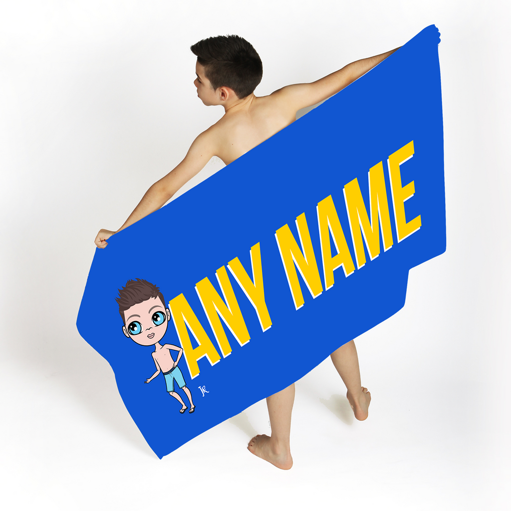 Jnr Boys Yellow Bold Name Beach Towel - Image 1
