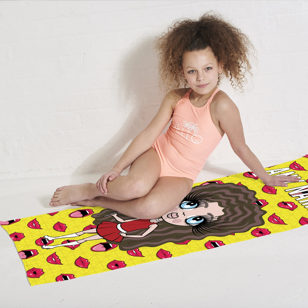 ClaireaBella Girls Funky Lips Beach Towel - Image 3