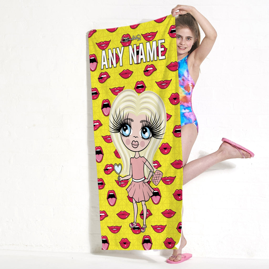 ClaireaBella Girls Funky Lips Beach Towel - Image 4
