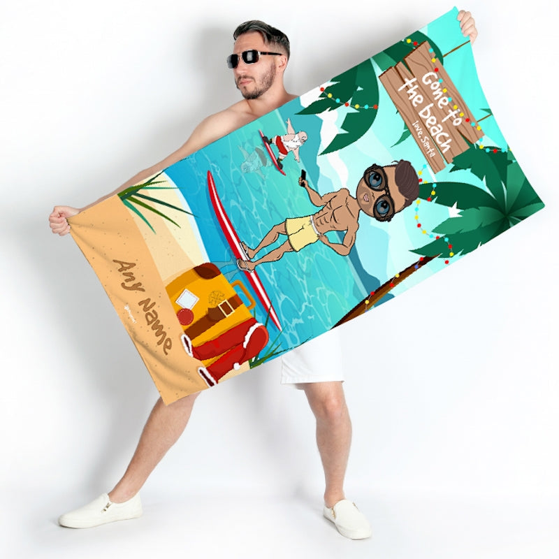 MrCB Surfing Santa Beach Towel - Image 1