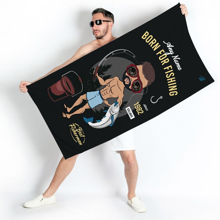 MrCB Born Fishing Beach Towel - Image 1