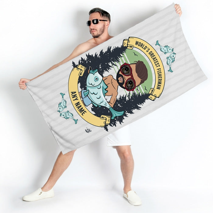 MrCB Greatest Fisherman Beach Towel - Image 1