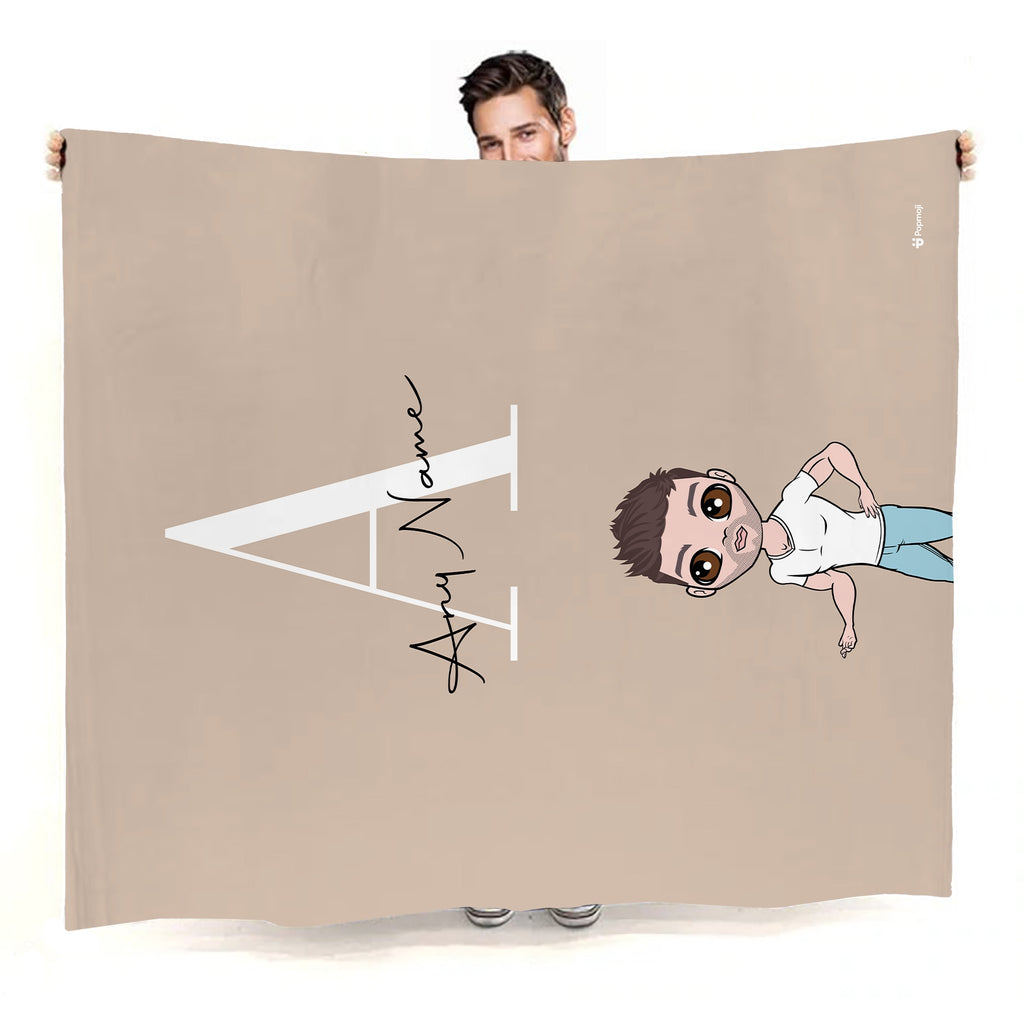 Mens Lux Initial Nude Fleece Blanket - Image 2