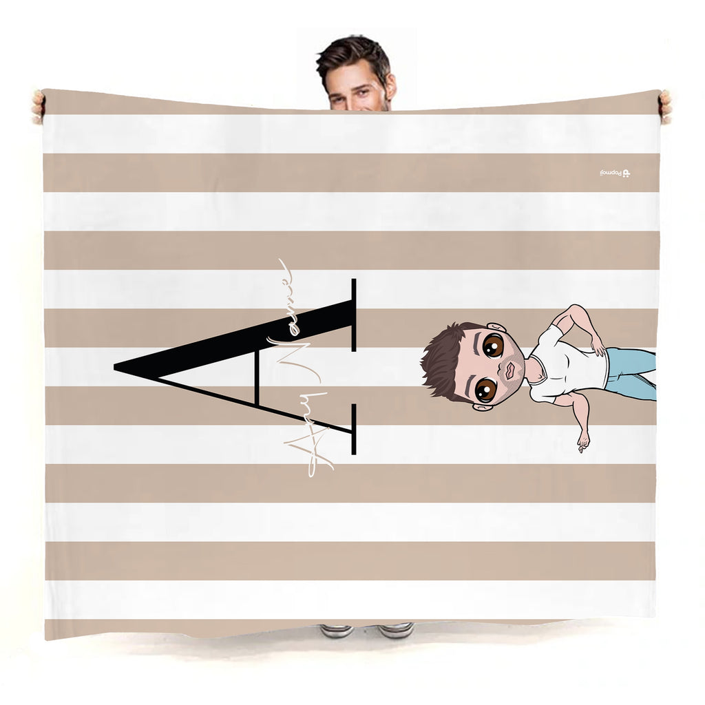 Mens Lux Initial Stripe Fleece Blanket - Image 2