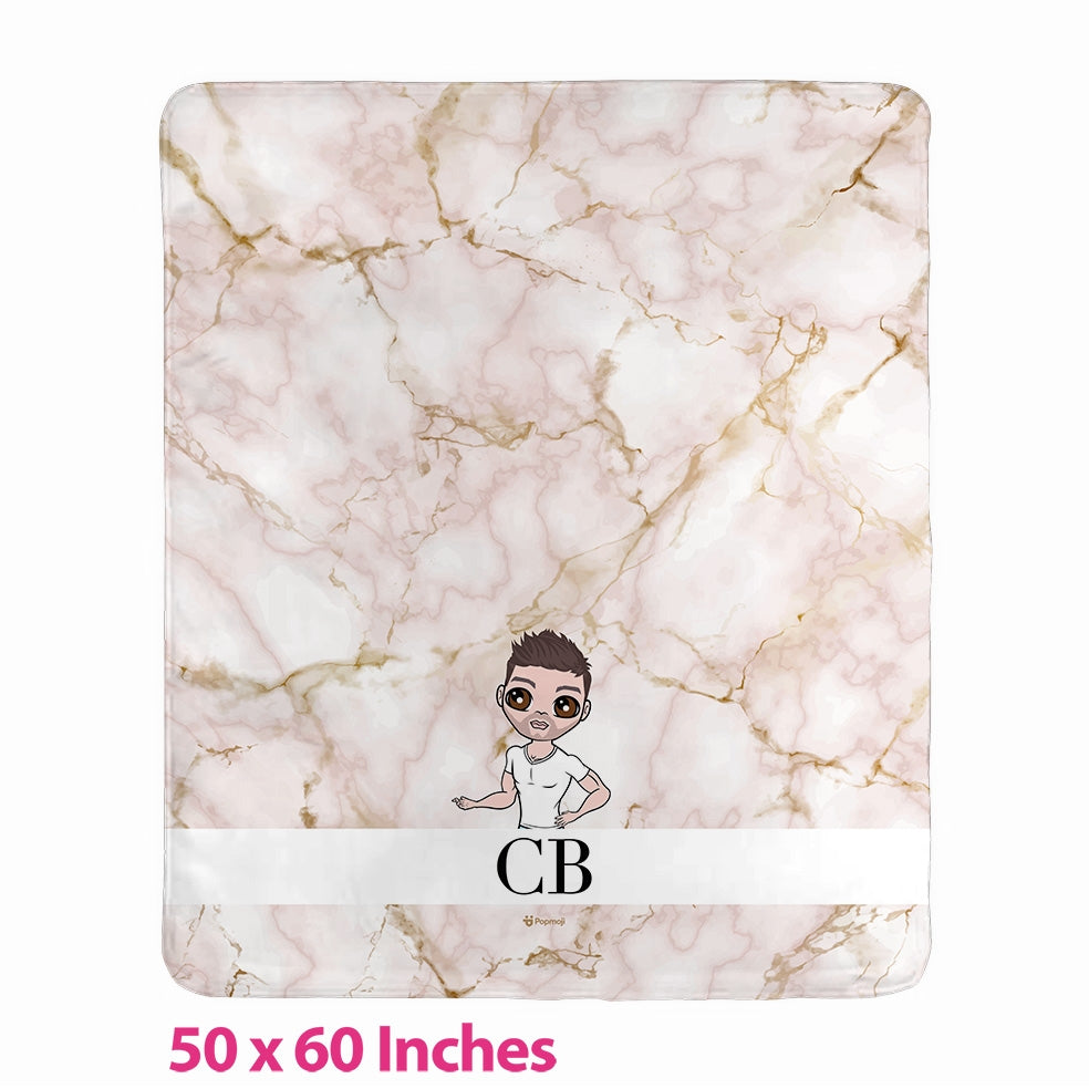 Mens Lux Collection Pink Marble Fleece Blanket - Image 1
