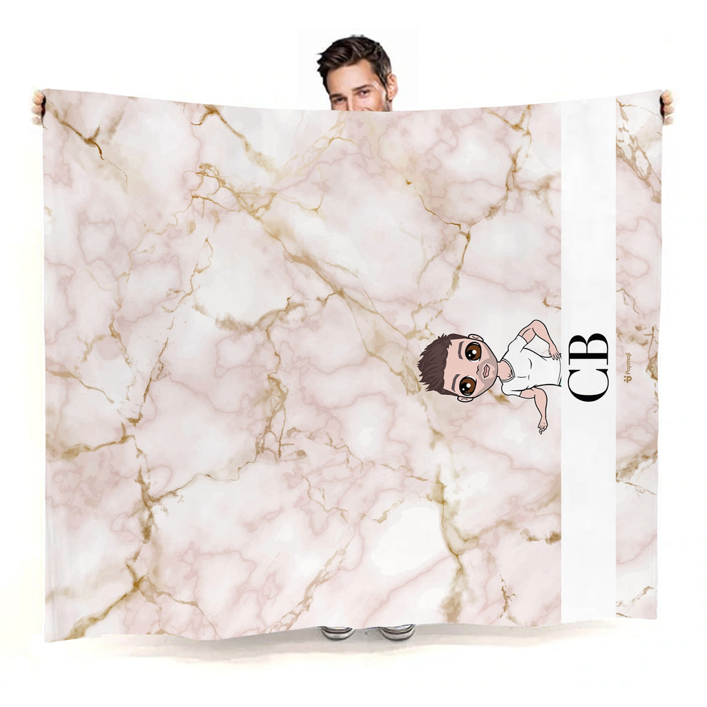 Mens Lux Collection Pink Marble Fleece Blanket - Image 2