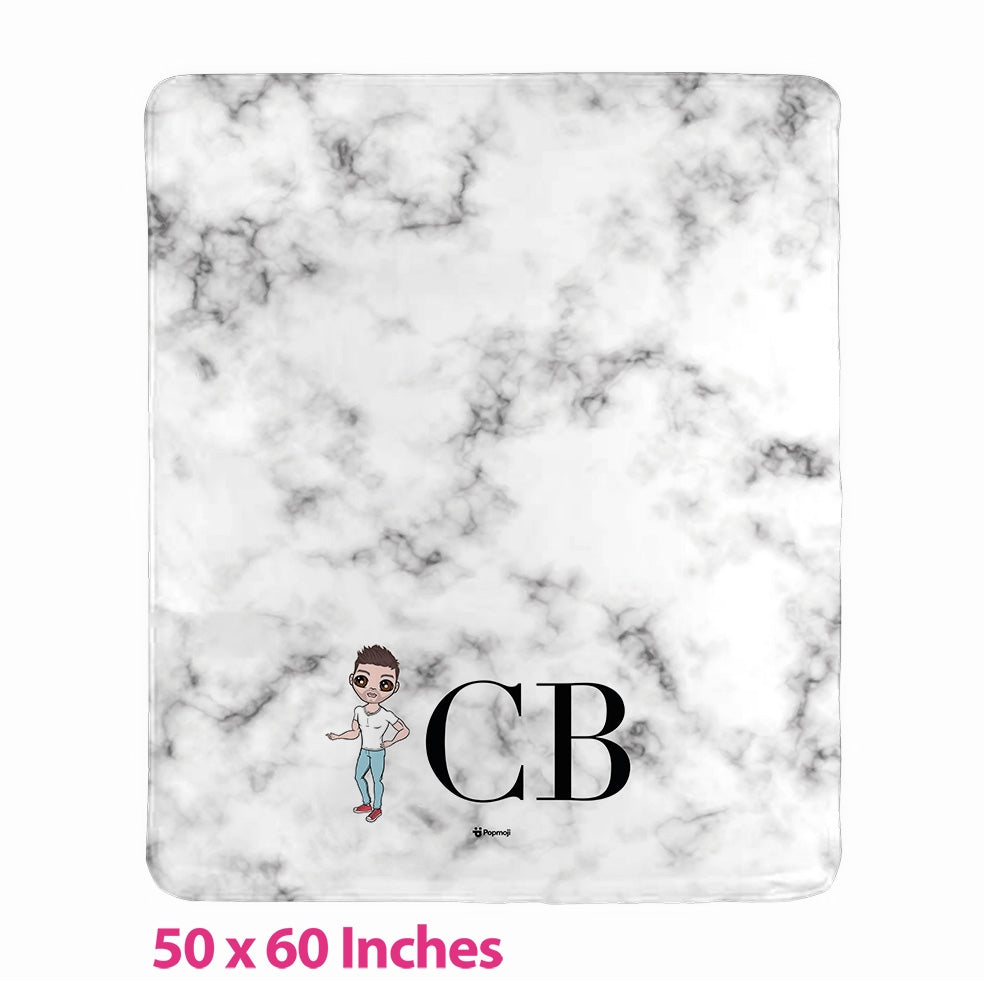 Mens Lux Collection White Marble Fleece Blanket - Image 1