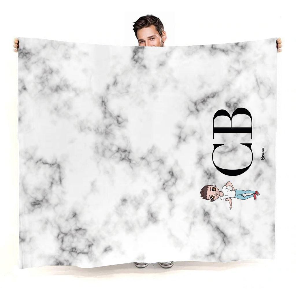 Mens Lux Collection White Marble Fleece Blanket - Image 2