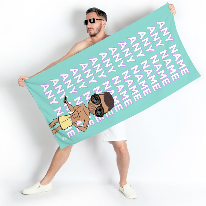 Men Turquoise Multiple Name Beach Towel - Image 2