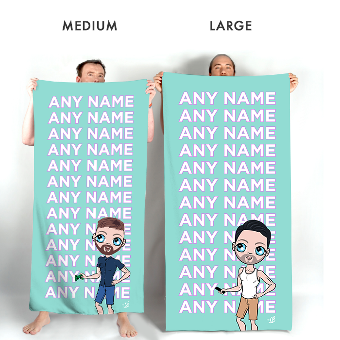 Men Turquoise Multiple Name Beach Towel - Image 3