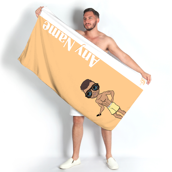 Men Peach Stripe Beach Towel - Image 3