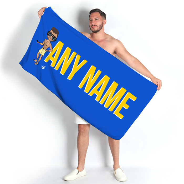 Men Yellow Bold Name Beach Towel - Image 2