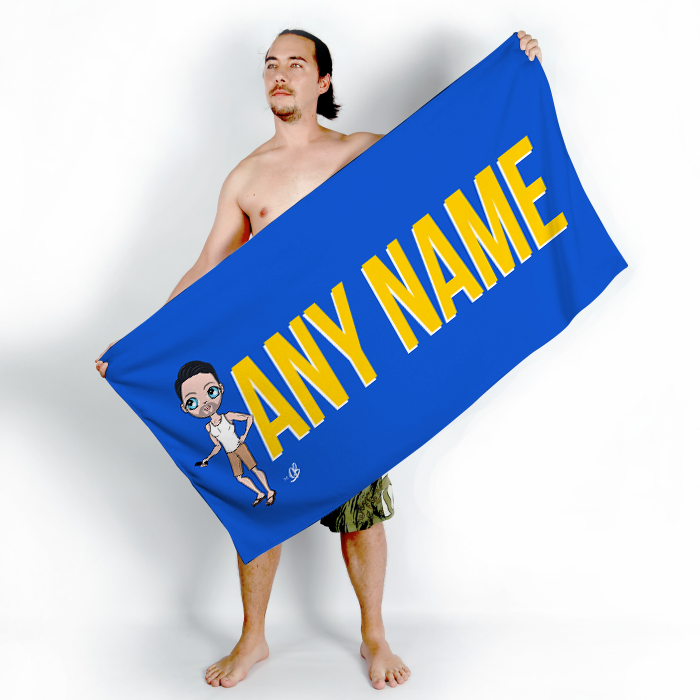 Men Yellow Bold Name Beach Towel - Image 4