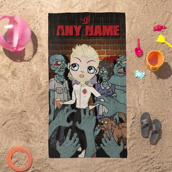 Mens Personalized Zombie Beach Towel