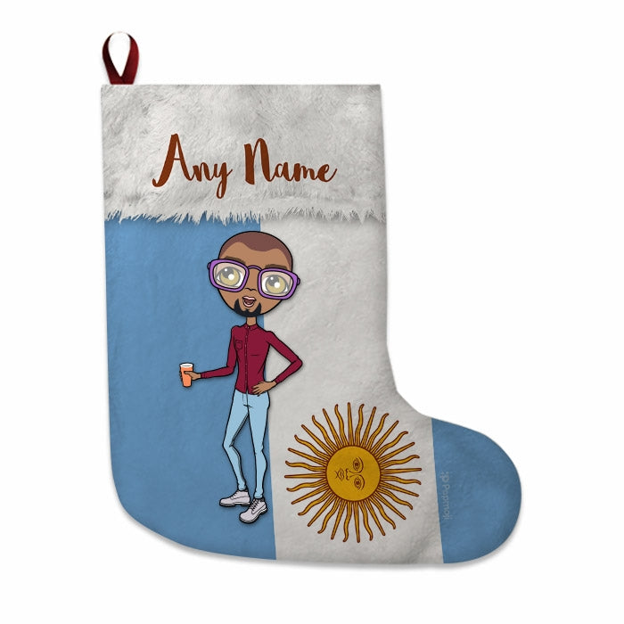 Mens Personalized Christmas Stocking - Argentinian Flag - Image 3