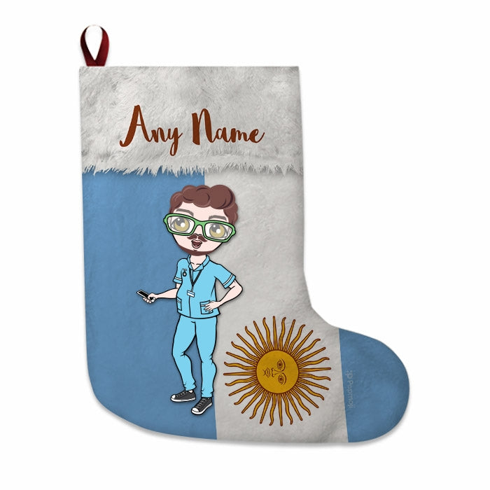 Mens Personalized Christmas Stocking - Argentinian Flag - Image 2
