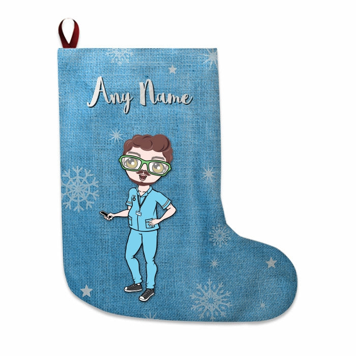 Mens Personalized Christmas Stocking - Blue Jute - Image 2