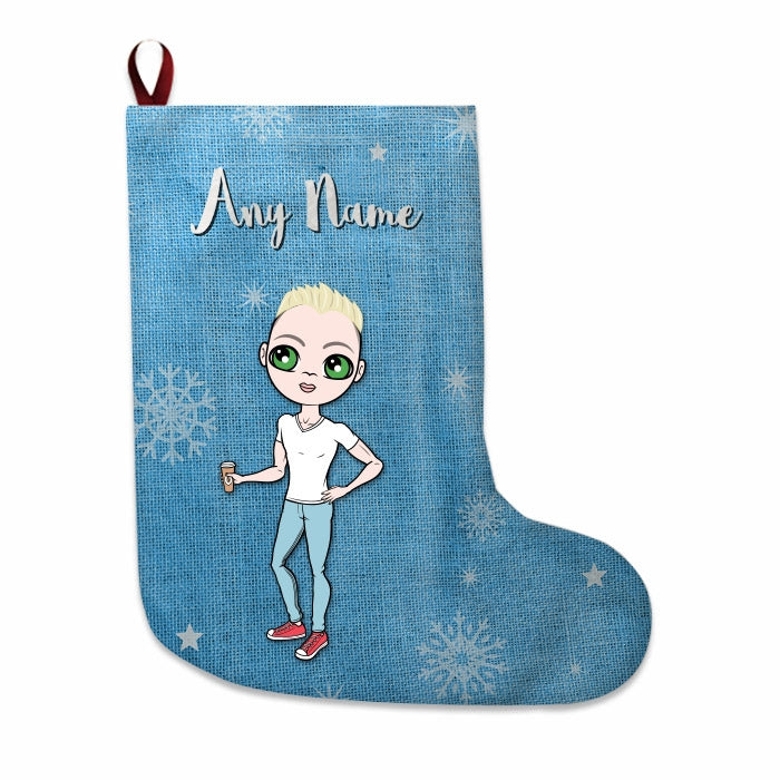 Mens Personalized Christmas Stocking - Blue Jute - Image 3