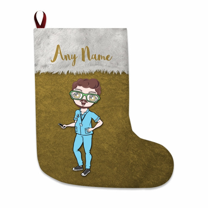 Mens Personalized Christmas Stocking - Classic Gold - Image 2