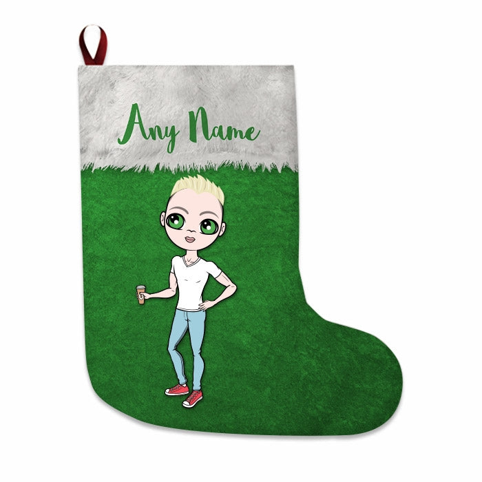 Mens Personalized Christmas Stocking - Classic Green - Image 2