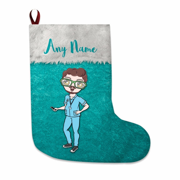 Mens Personalized Christmas Stocking - Classic Light blue - Image 2