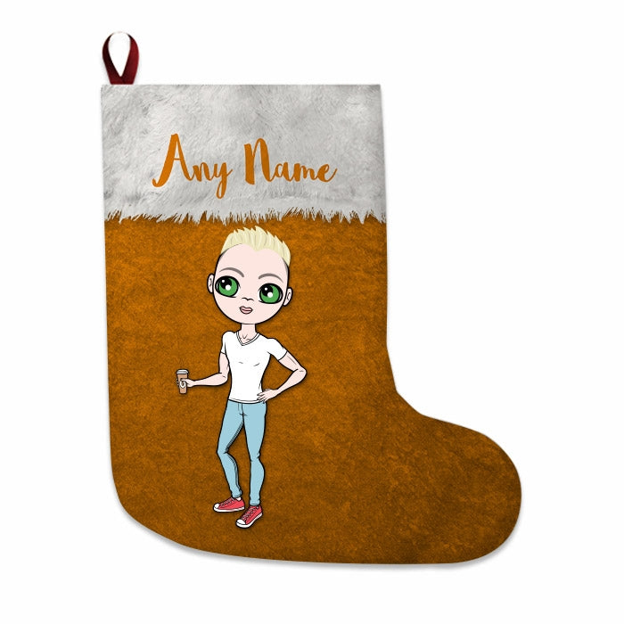 Mens Personalized Christmas Stocking - Classic Orange - Image 2