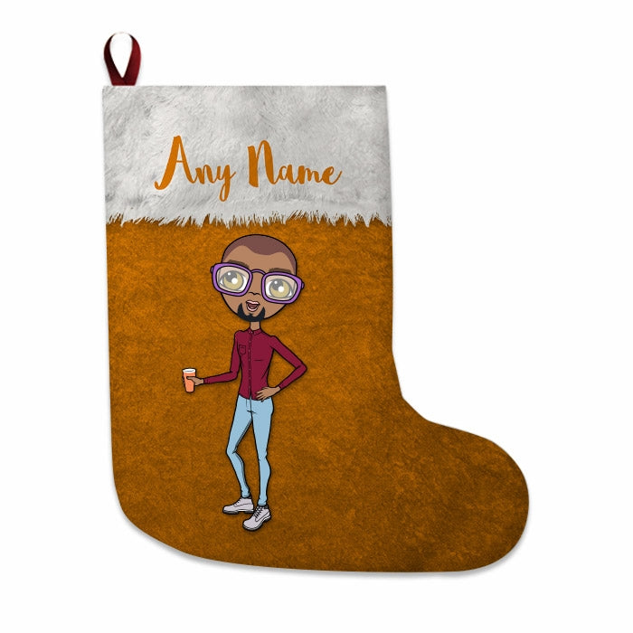 Mens Personalized Christmas Stocking - Classic Orange - Image 1