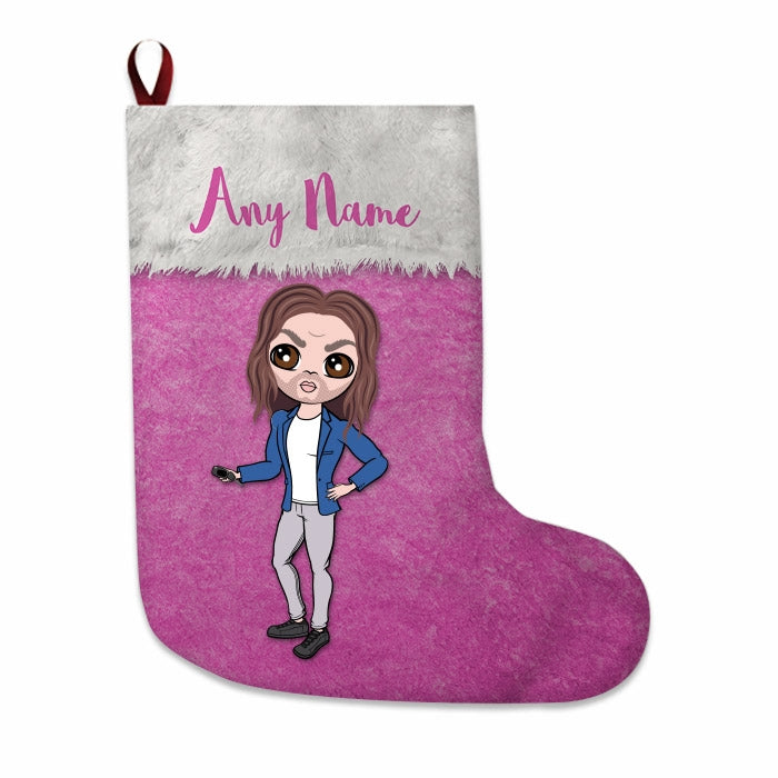 Mens Personalized Christmas Stocking - Classic Pink - Image 2