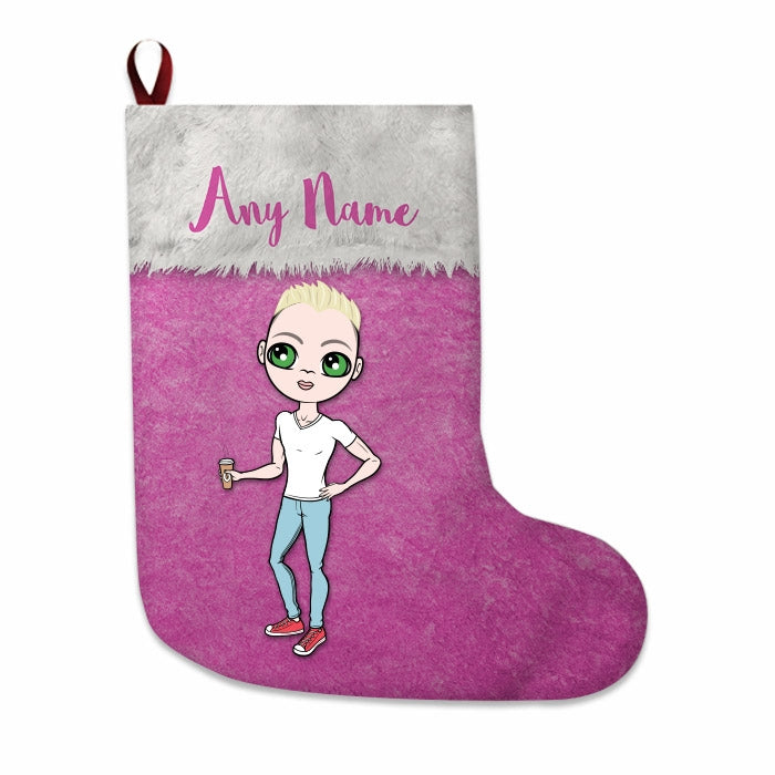 Mens Personalized Christmas Stocking - Classic Pink - Image 4