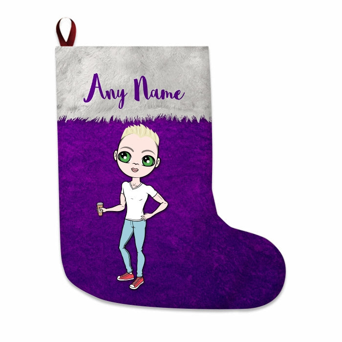 Mens Personalized Christmas Stocking - Classic Purple - Image 2