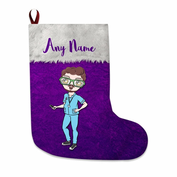 Mens Personalized Christmas Stocking - Classic Purple - Image 4