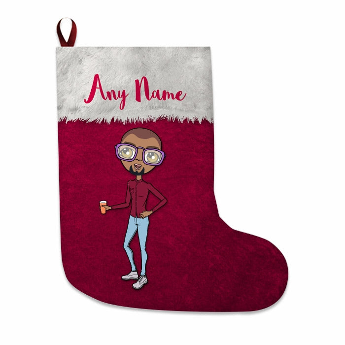 Mens Personalized Christmas Stocking - Classic Red - Image 2