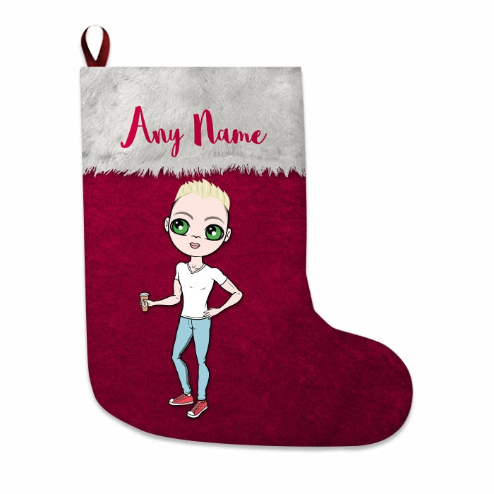 Mens Personalized Christmas Stocking - Classic Red - Image 4
