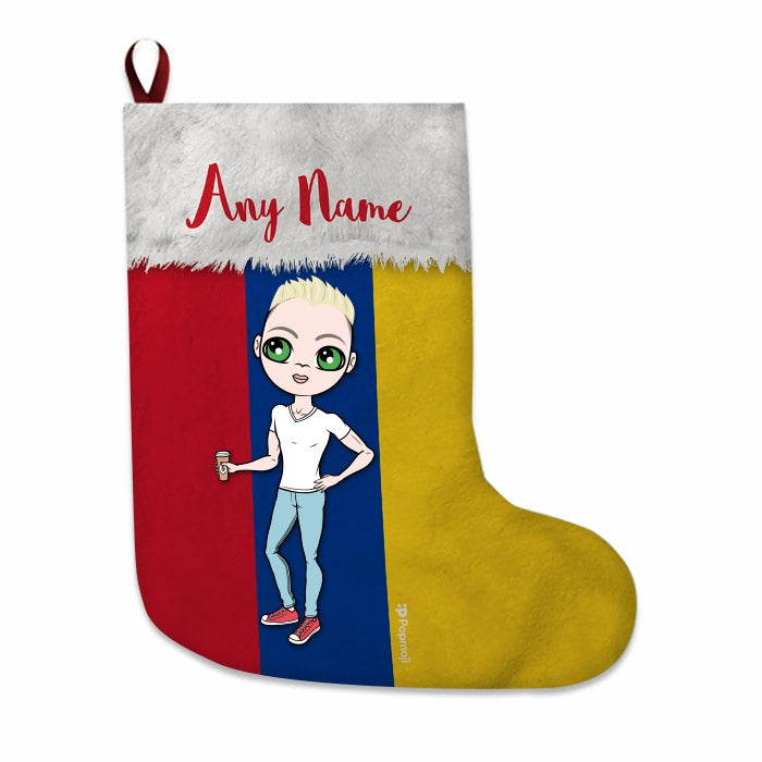 Mens Personalized Christmas Stocking - Columbian Flag - Image 2