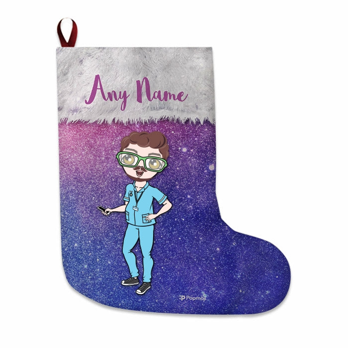 Mens Personalized Christmas Stocking - Galaxy Glitter - Image 2