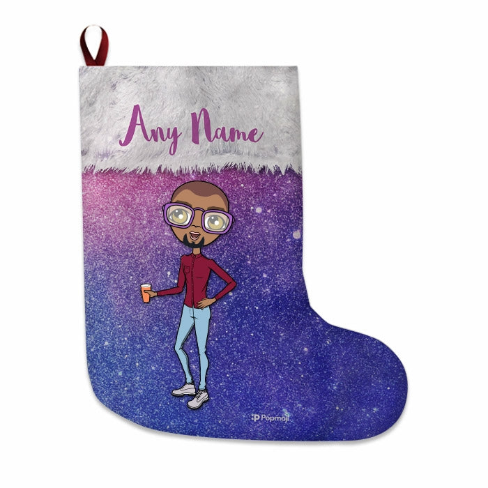 Mens Personalized Christmas Stocking - Galaxy Glitter - Image 3