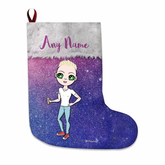 Mens Personalized Christmas Stocking - Galaxy Glitter - Image 4