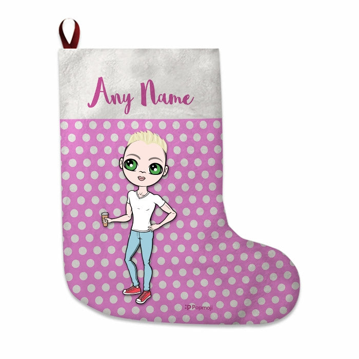 Mens Personalized Christmas Stocking - Polka Dots - Image 1