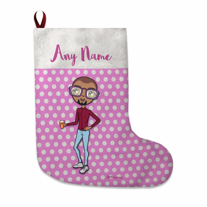 Mens Personalized Christmas Stocking - Polka Dots - Image 4