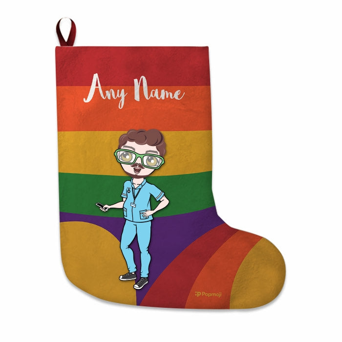 Mens Personalized Christmas Stocking - Rainbow - Image 2