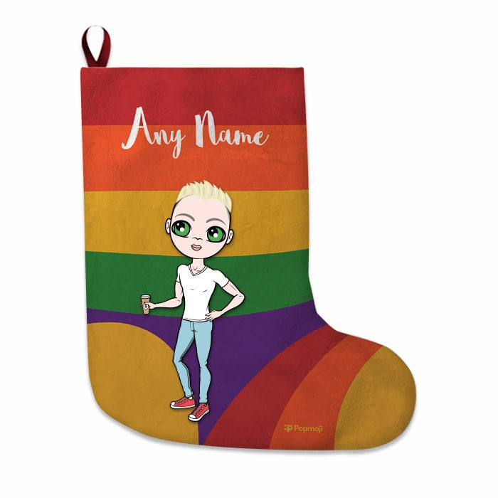 Mens Personalized Christmas Stocking - Rainbow - Image 1