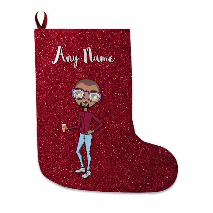 Mens Personalized Christmas Stocking - Red Glitter - Image 4
